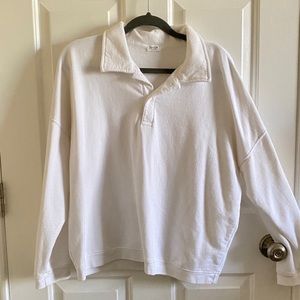 brandy melville john galt white collar fleece sweatshirt